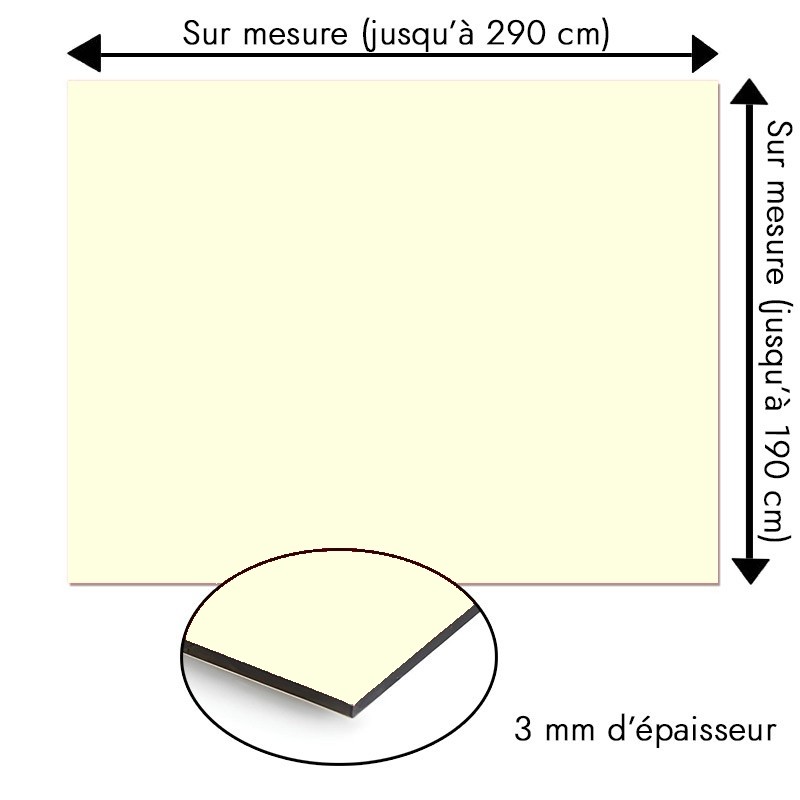 Plaque en aluminium blanc écru sur mesure - épaisseur 3 mm