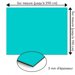 Plaque en aluminium bleu lagon sur mesure - épaisseur 3 mm