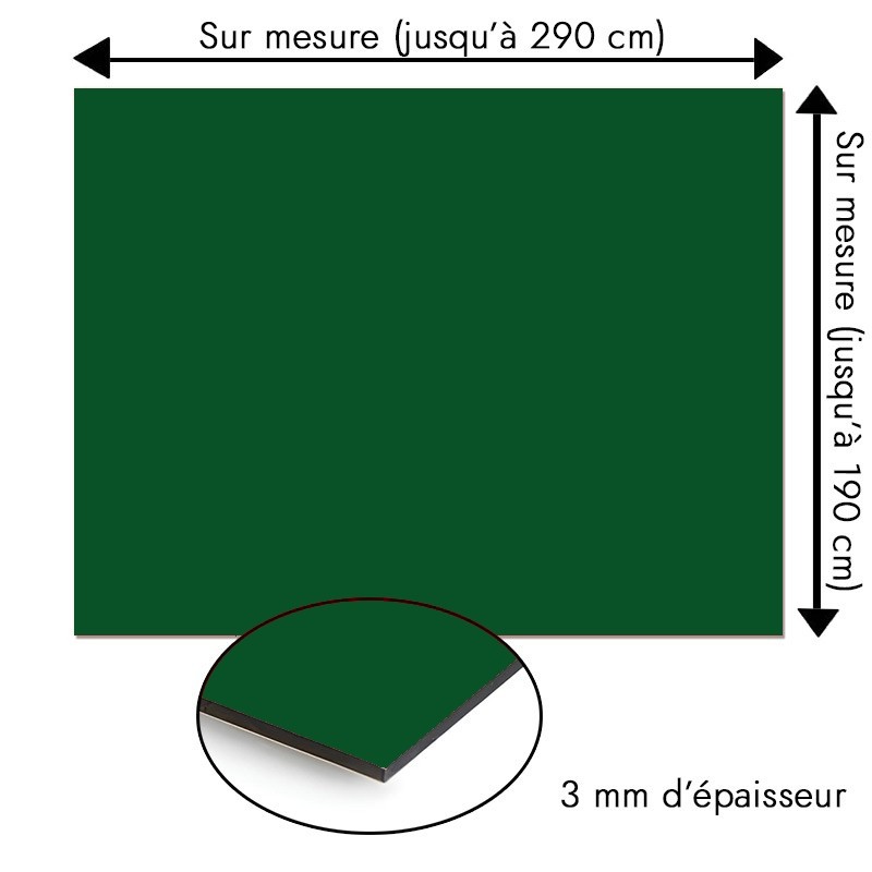 Plaque en aluminium vert foncé sur mesure - épaisseur 3 mm