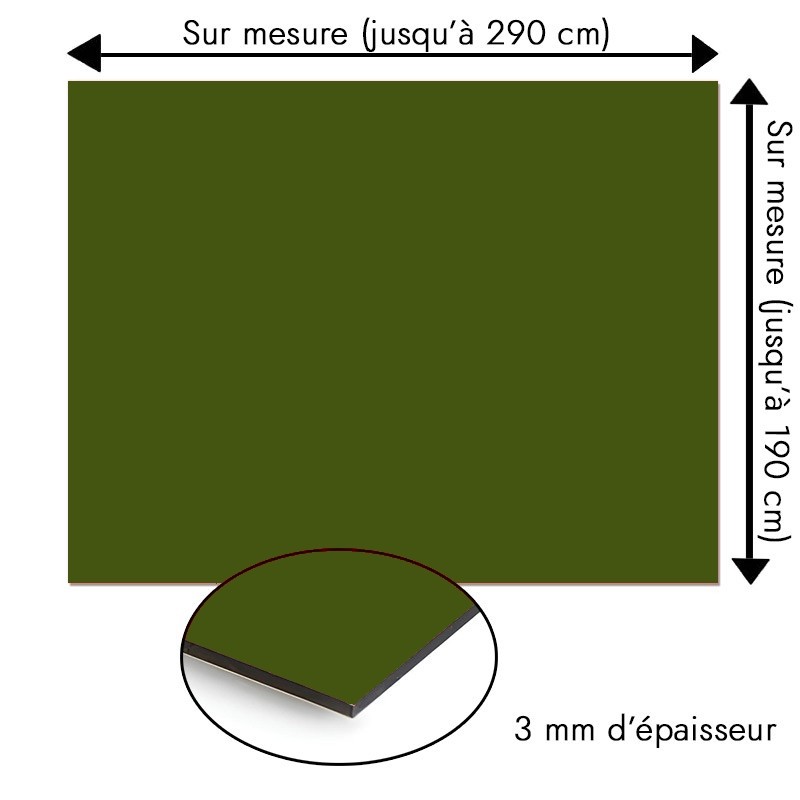 Plaque en aluminium vert militaire sur mesure - épaisseur 3 mm Plaque en aluminium vert militaire sur mesure - épaisseur 3 mm