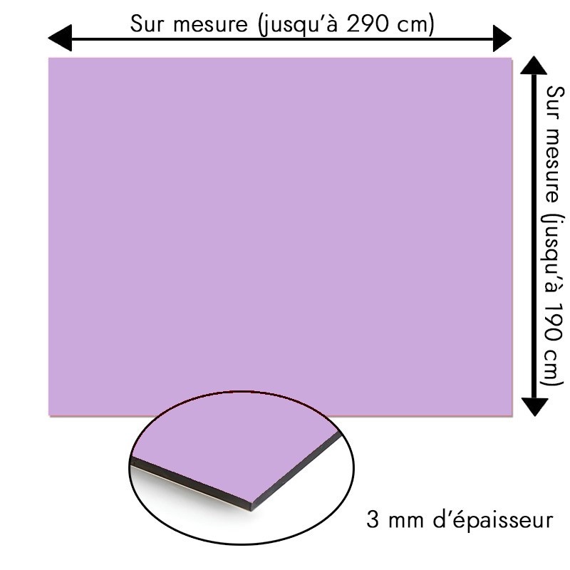 Plaque en aluminium mauve clair sur mesure - épaisseur 3 mm