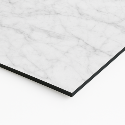 Plaque en aluminium imitation marbre blanc et gris clair sur mesure