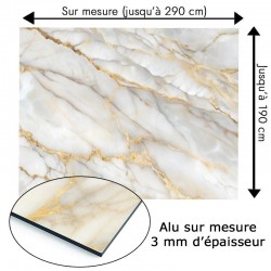 Plaque en aluminium imitation marbre gris et ocre sur mesure