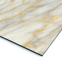 Plaque en aluminium imitation marbre gris et ocre sur mesure
