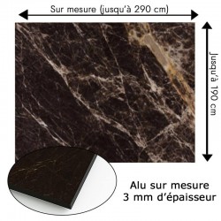 Plaque en aluminium imitation marbre foncé sur mesure