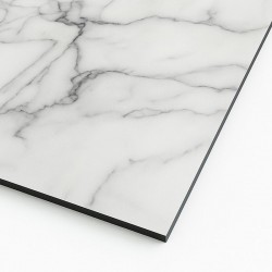 Plaque en aluminium imitation marbre blanc et gris sur mesure