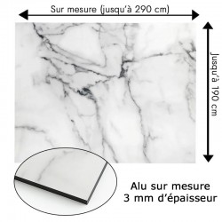 Plaque en aluminium imitation marbre blanc et gris sur mesure