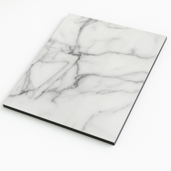 Plaque en aluminium imitation marbre blanc et gris sur mesure